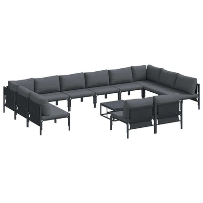 Gartensofa-set mit Kissen 13 pcs Schwarz Stahl