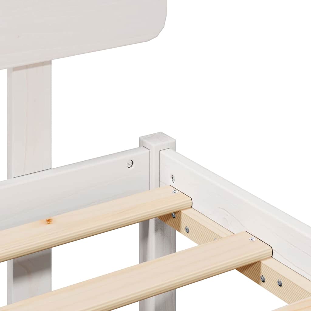 Bettrahmen mit Kopfteil Weiß 140 x 190 cm Massives Kiefernholz