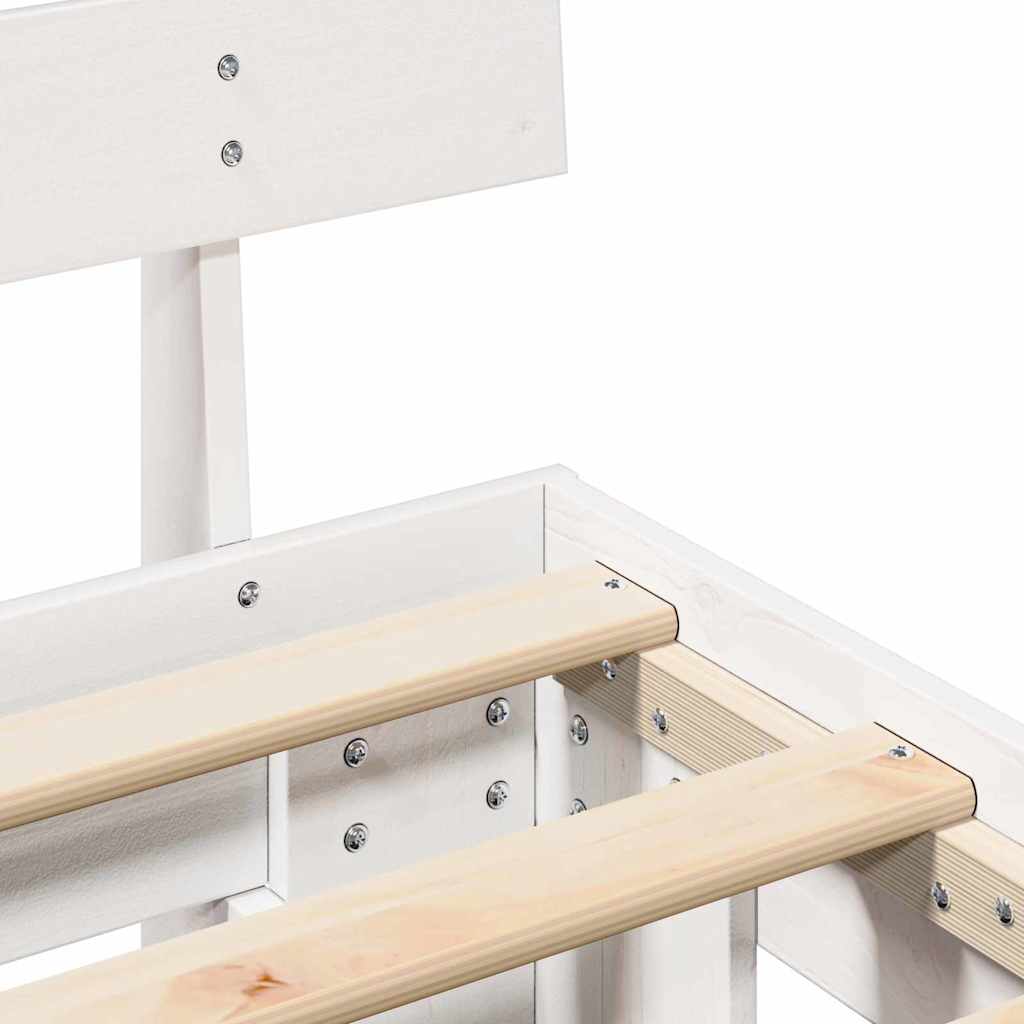 Bettrahmen mit Kopfteil Weiß 80 x 200 cm Massives Kiefernholz