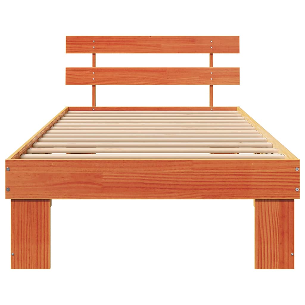 Bettrahmen Wachsbraun 90 x 190 cm Massives Kiefernholz