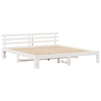 Bettrahmen mit Kopfteil Weiß 200 x 200 cm Massives Kiefernholz