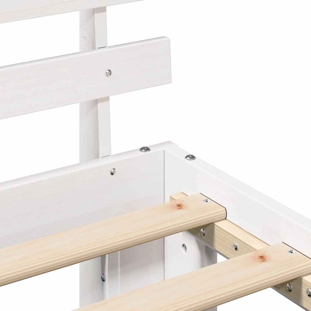 Bettrahmen mit Kopfteil Weiß 75 x 190 cm Massives Kiefernholz