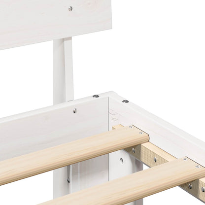 Bettrahmen mit Kopfteil Weiß 180 x 200 cm Massives Kiefernholz