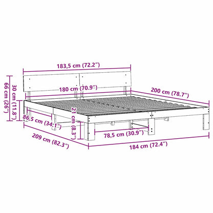 Bettrahmen Wachsbraun 180 x 200 cm Massives Kiefernholz