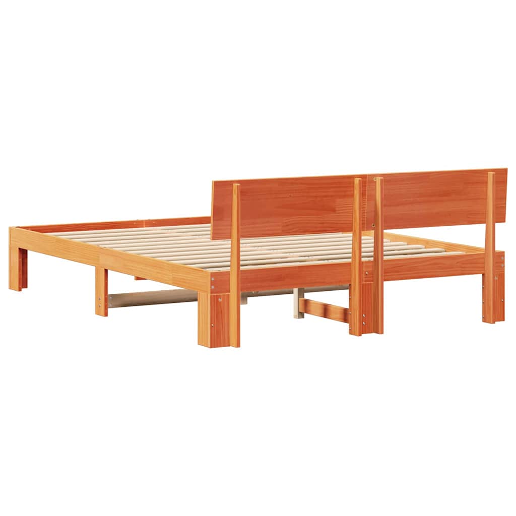 Bettrahmen Wachsbraun 160 x 200 cm Massives Kiefernholz