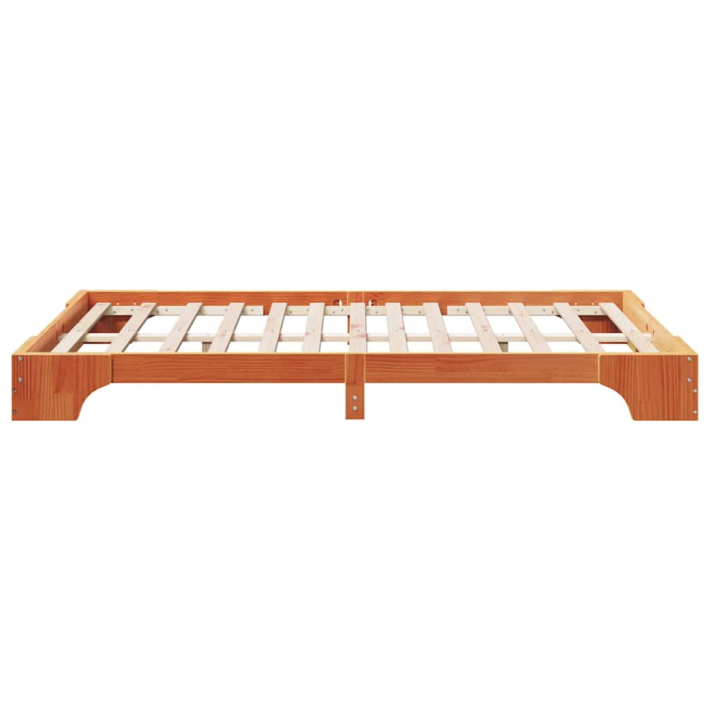 Bettrahmen Wachsbraun 140 x 190 cm Massives Kiefernholz
