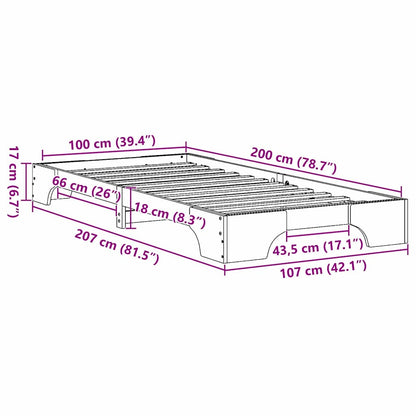 Bettrahmen Weiß 100 x 200 cm Massives Kiefernholz