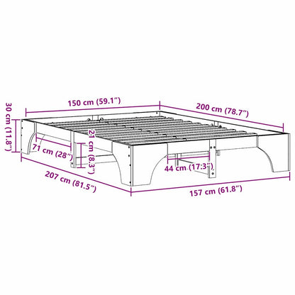 Bettrahmen Wachsbraun 150 x 200 cm Massives Kiefernholz