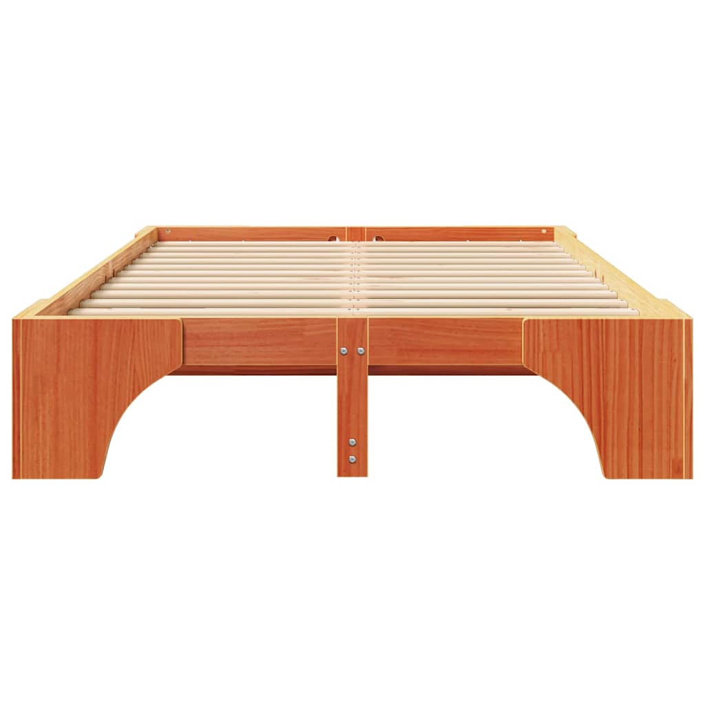 Bettrahmen Wachsbraun 140 x 190 cm Massives Kiefernholz