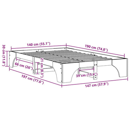 Bettrahmen Wachsbraun 140 x 190 cm Massives Kiefernholz