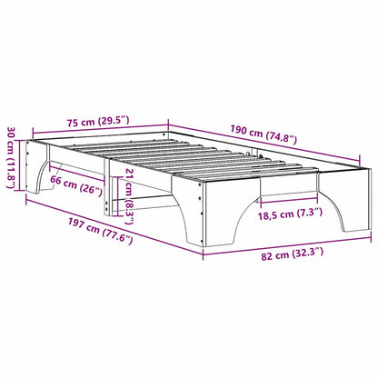 Bettrahmen Natur 75 x 190 cm Massives Kiefernholz