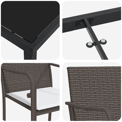 Garten Essgruppe 5 pcs Braun und Schwarz PE-Rattan