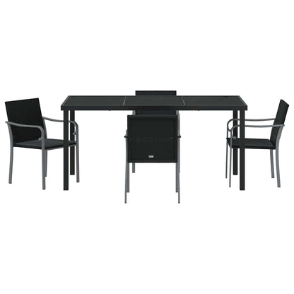 Garten Essgruppe 5 pcs Schwarz und Grau PE-Rattan