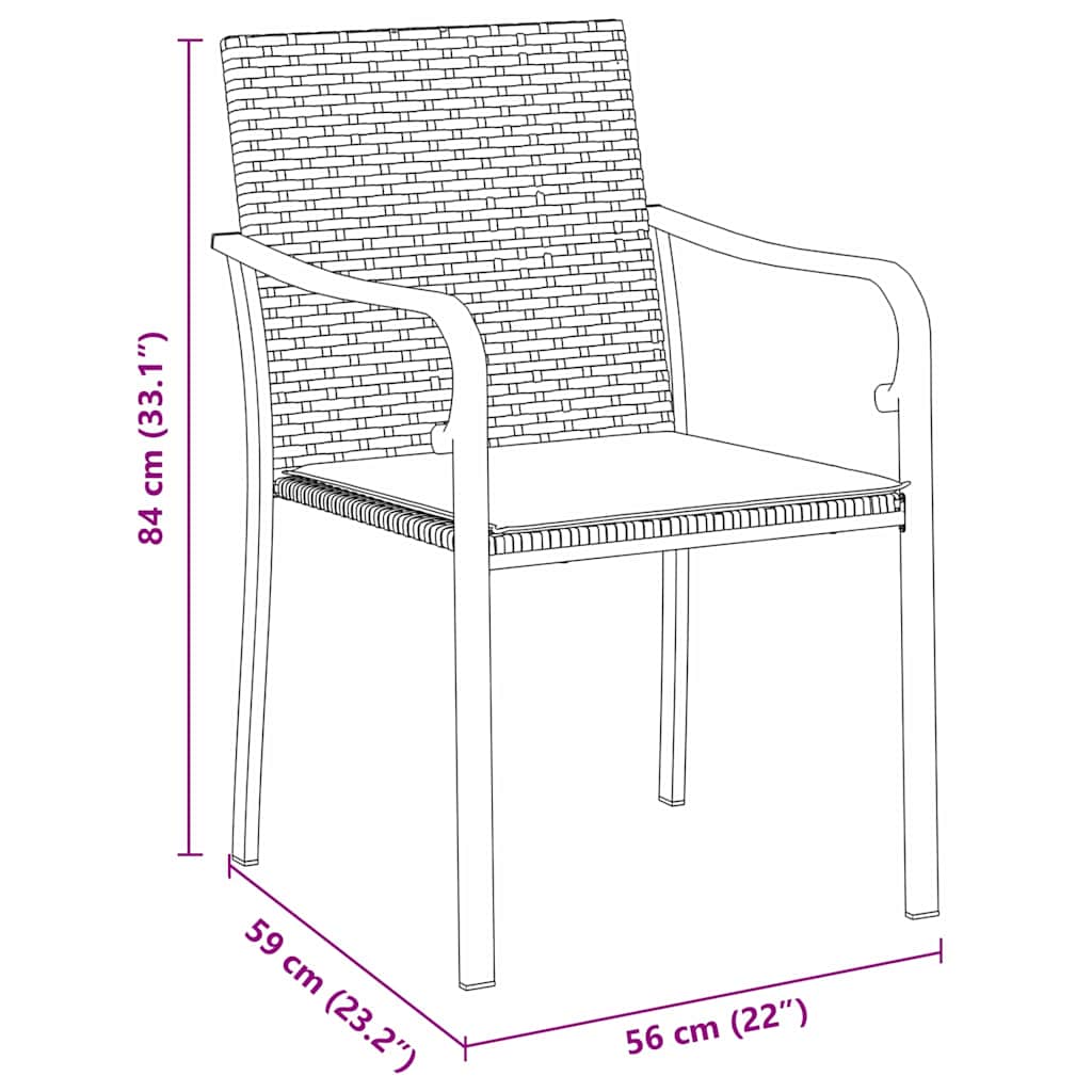 Garten Essgruppe 9 pcs Schwarz und Grau PE-Rattan