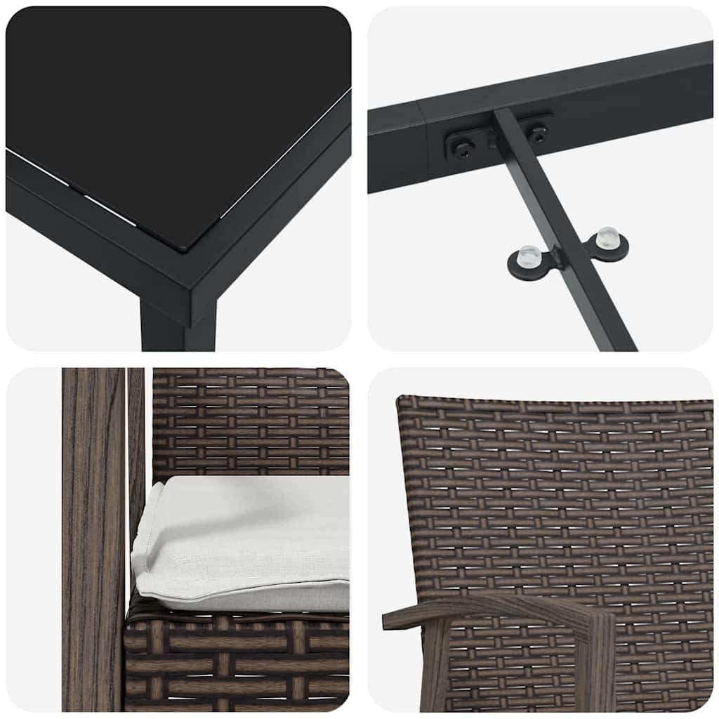 Garten Essgruppe 9 pcs Braun und Schwarz PE-Rattan