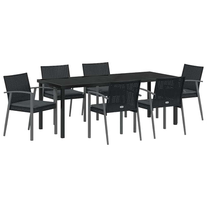 Garten Essgruppe 7 pcs Schwarz und Grau PE-Rattan
