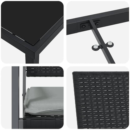 Garten Essgruppe 7 pcs Schwarz und Hellgrau PE-Rattan