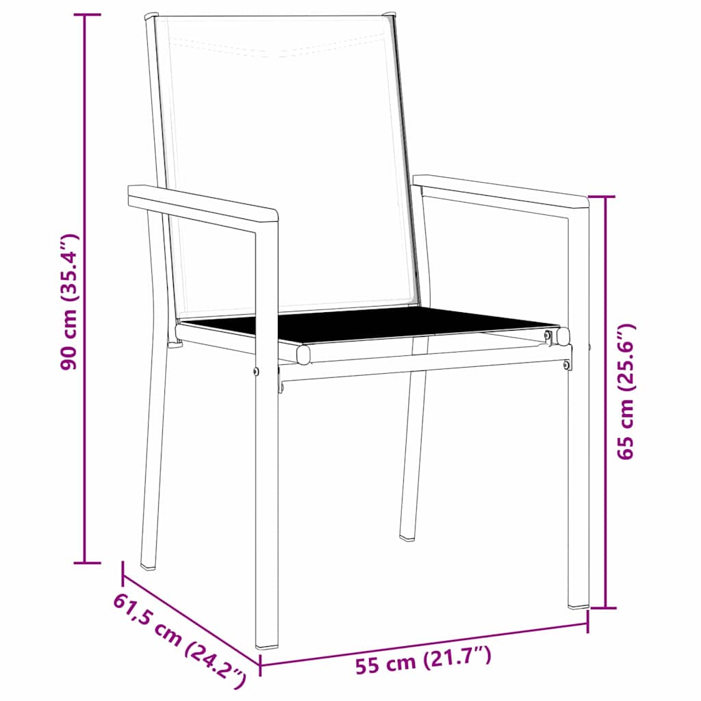 Garten Essgruppe 7 pcs Schwarz Pulverbeschichteter Stahl