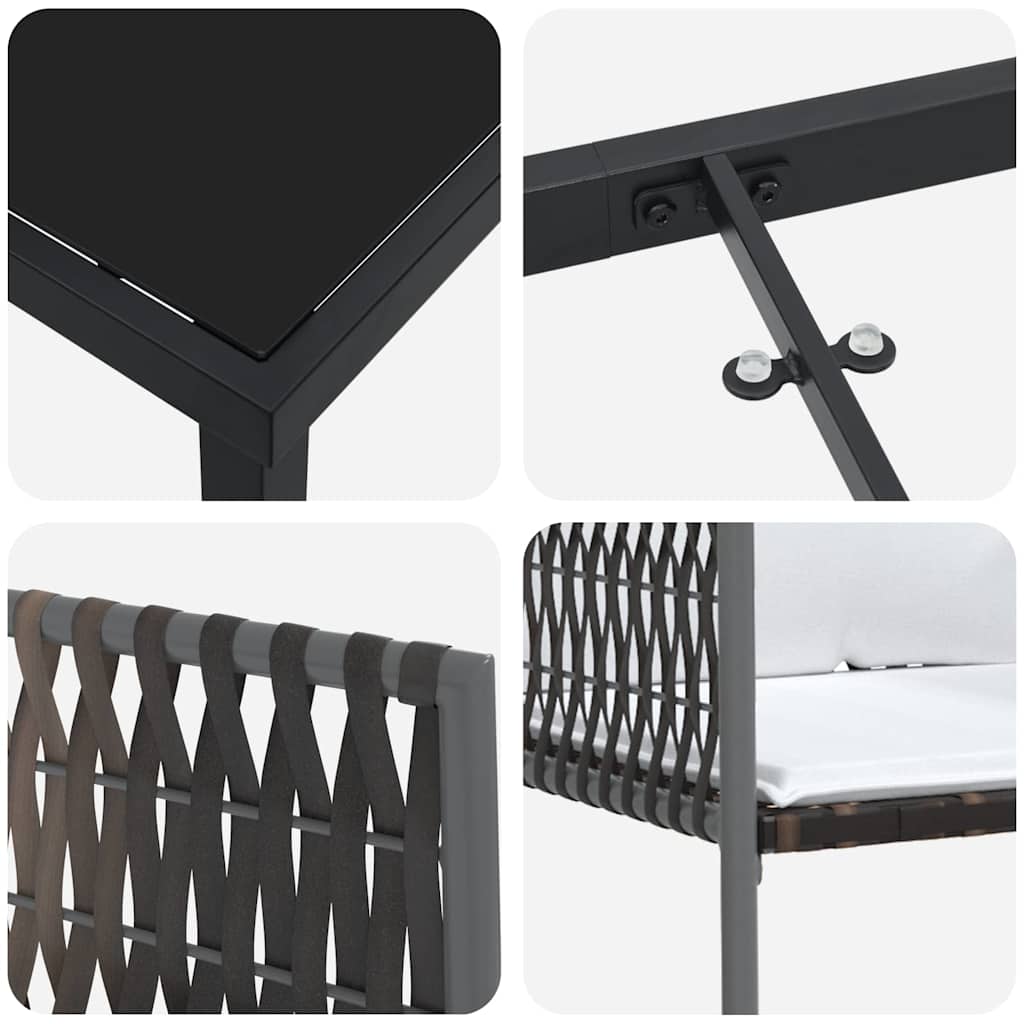 Garten Essgruppe 5 pcs Braun und Schwarz PE-Rattan