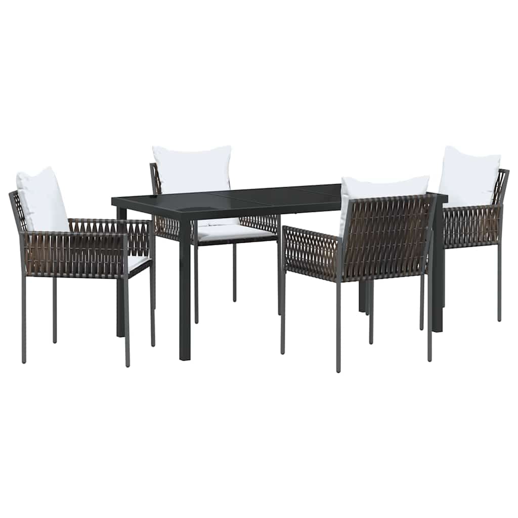 Garten Essgruppe 5 pcs Braun und Schwarz PE-Rattan