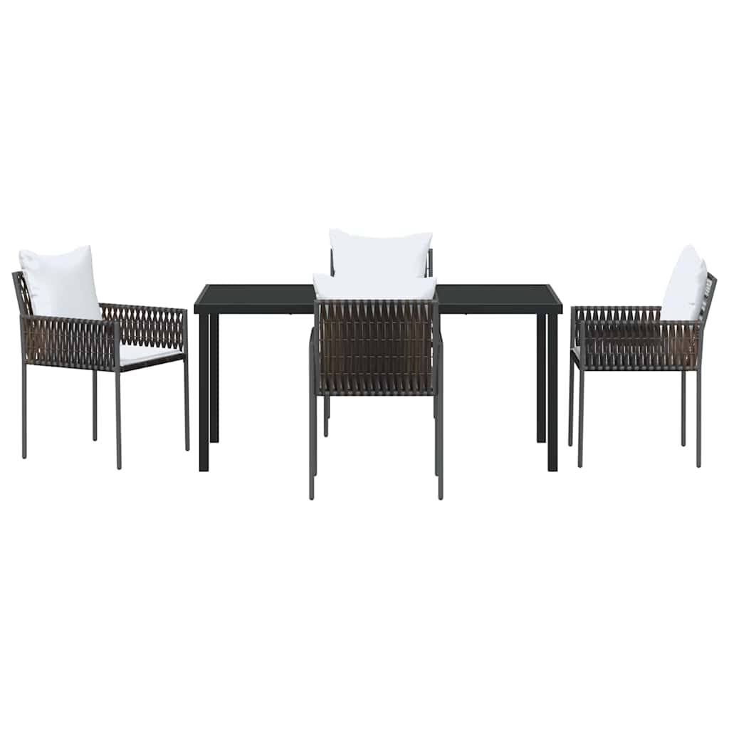 Garten Essgruppe 5 pcs Braun und Schwarz PE-Rattan