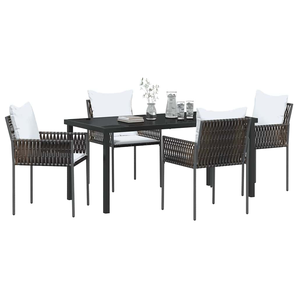 Garten Essgruppe 5 pcs Braun und Schwarz PE-Rattan