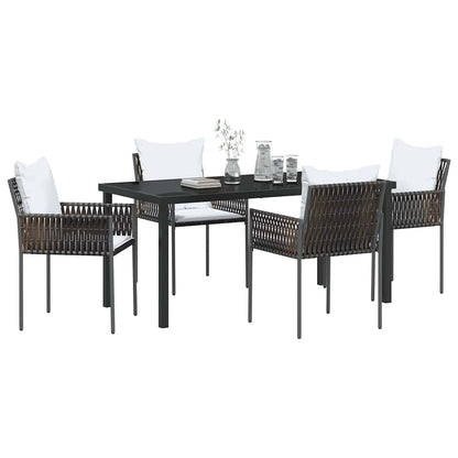Garten Essgruppe 5 pcs Braun und Schwarz PE-Rattan