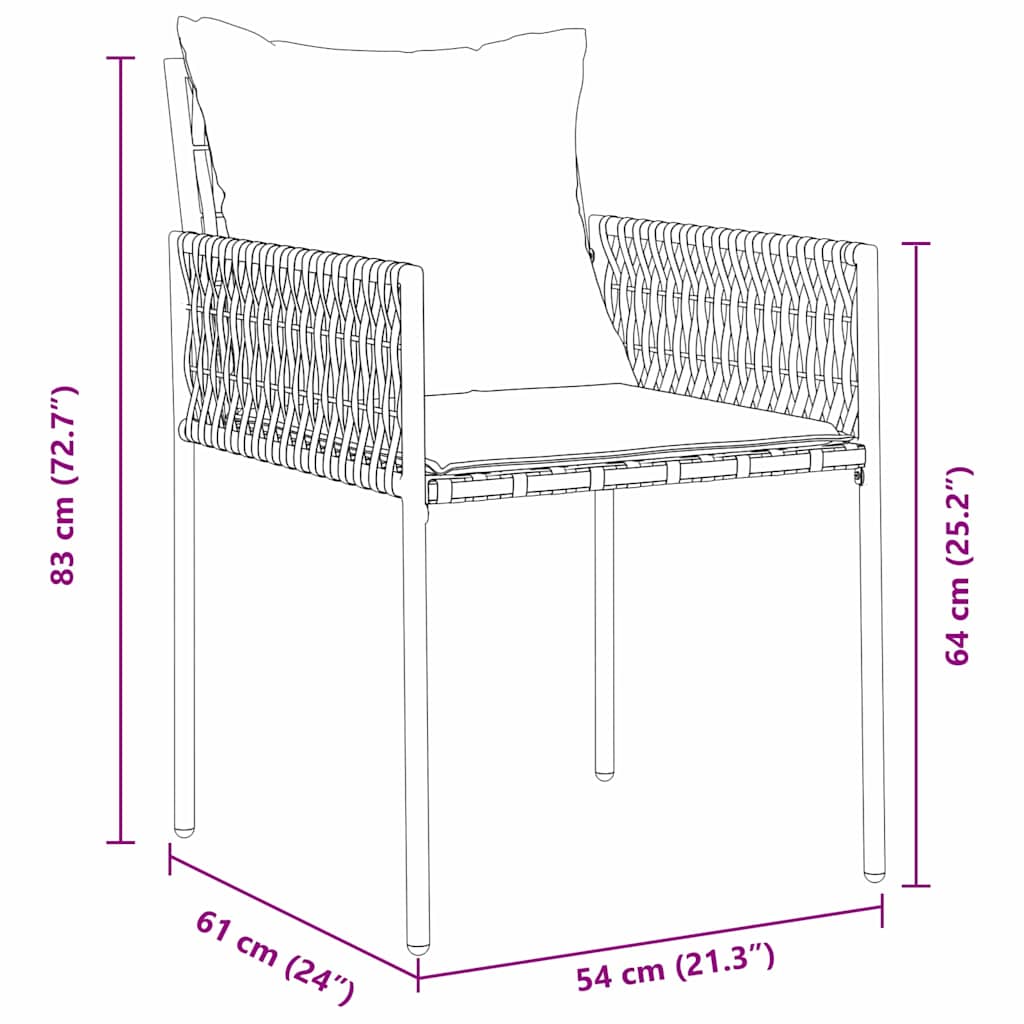Garten Essgruppe 7 pcs Braun und Schwarz PE-Rattan