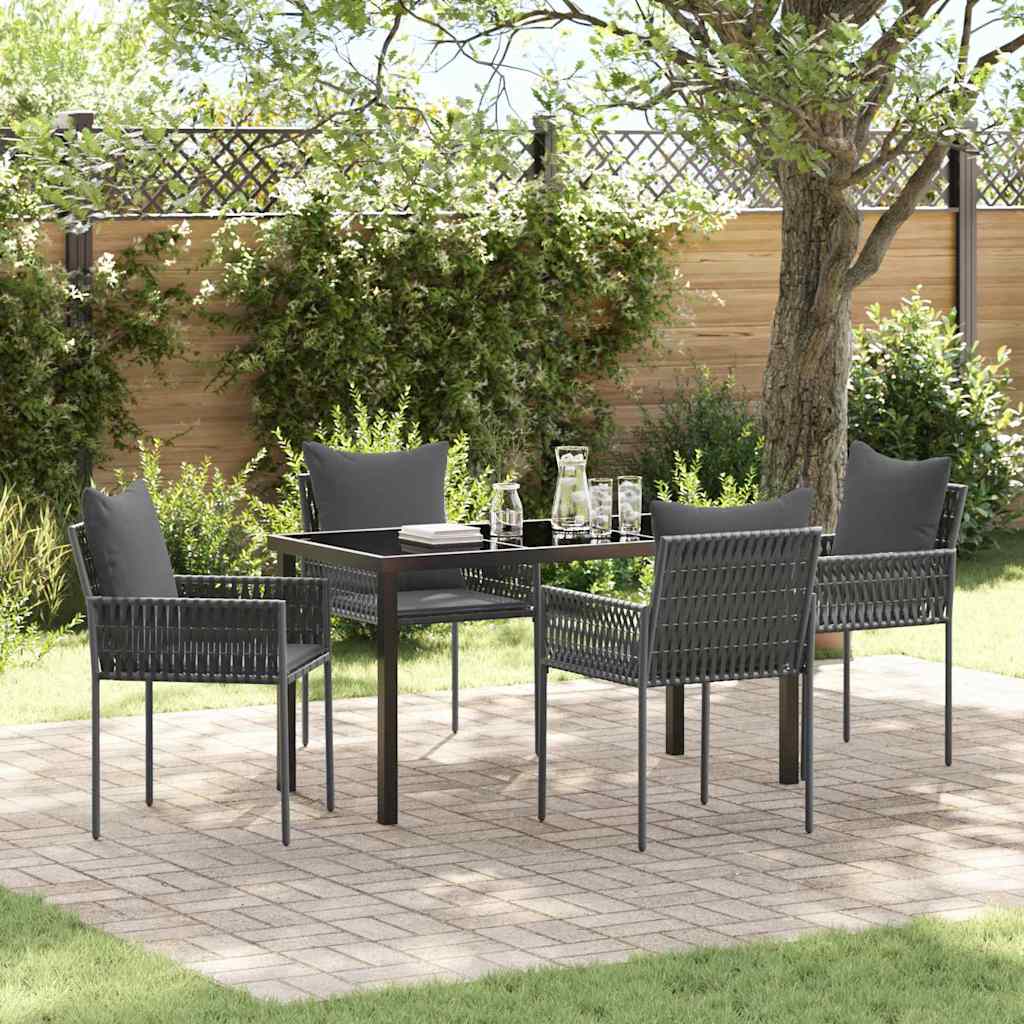 Garten Essgruppe 5 pcs Schwarz und Grau PE-Rattan