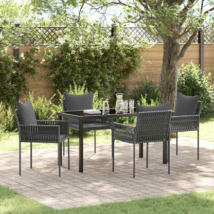 Garten Essgruppe 5 pcs Schwarz und Grau PE-Rattan