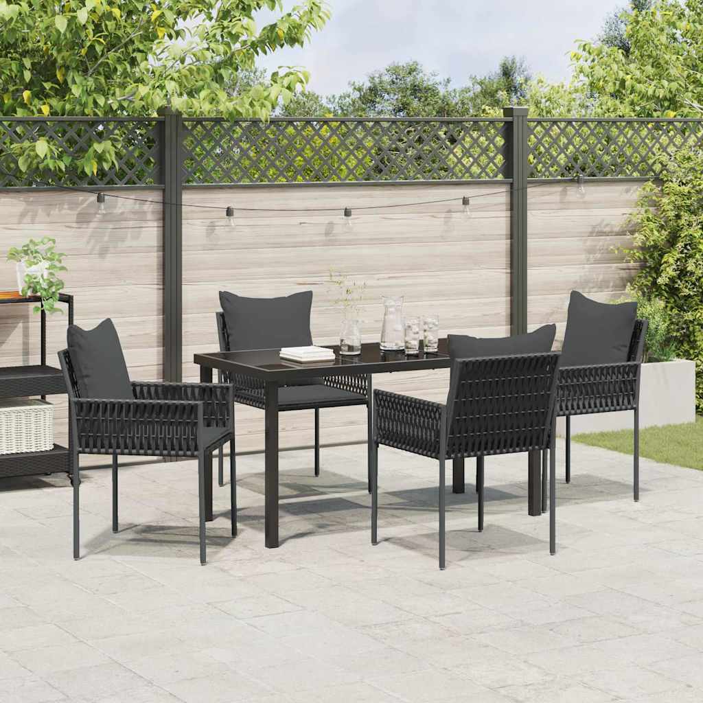 Garten Essgruppe 5 pcs Schwarz und Grau PE-Rattan