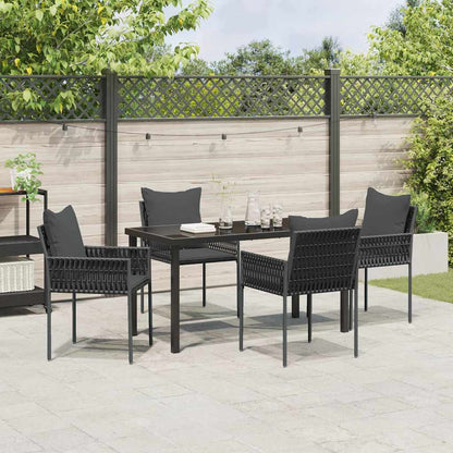 Garten Essgruppe 5 pcs Schwarz und Grau PE-Rattan