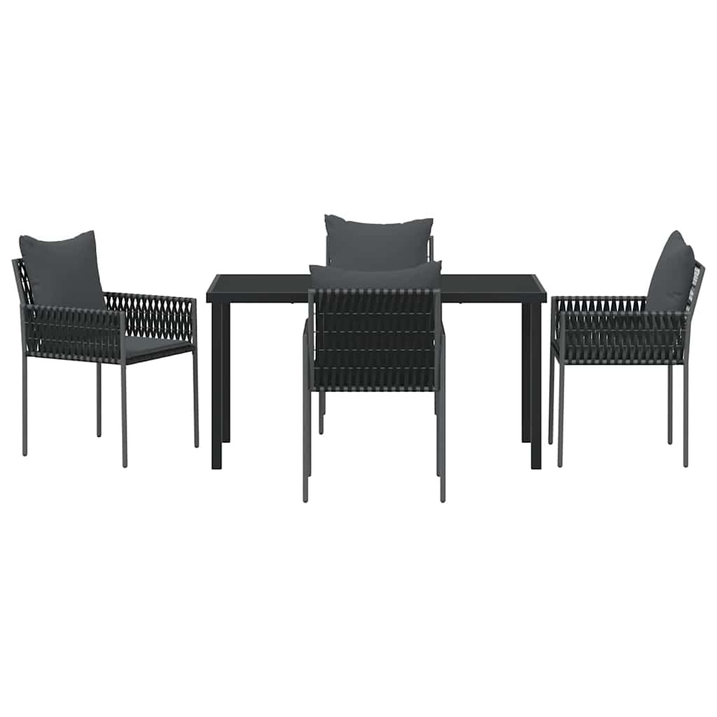Garten Essgruppe 5 pcs Schwarz und Grau PE-Rattan