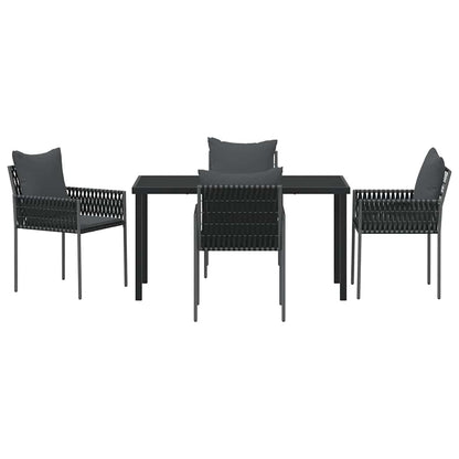 Garten Essgruppe 5 pcs Schwarz und Grau PE-Rattan