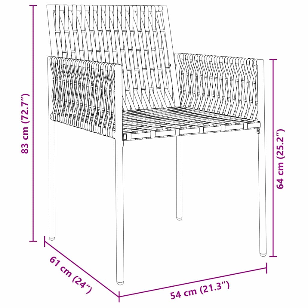 Garten Essgruppe 5 pcs Schwarz und Grau PE-Rattan