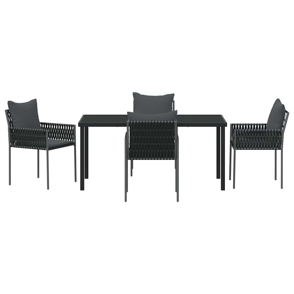 Garten Essgruppe 5 pcs Schwarz und Grau PE-Rattan