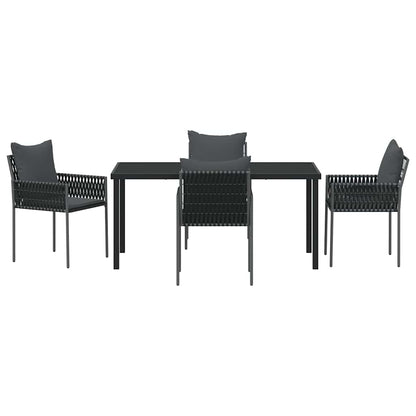 Garten Essgruppe 5 pcs Schwarz und Grau PE-Rattan