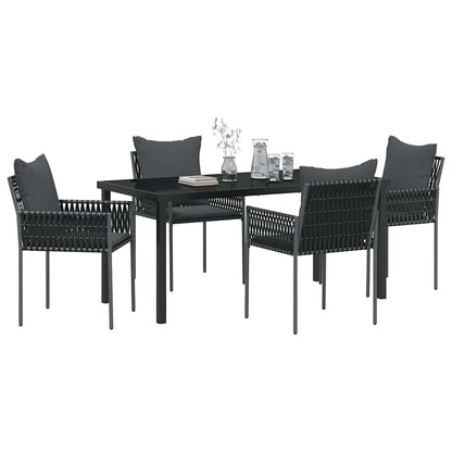 Garten Essgruppe 5 pcs Schwarz und Grau PE-Rattan