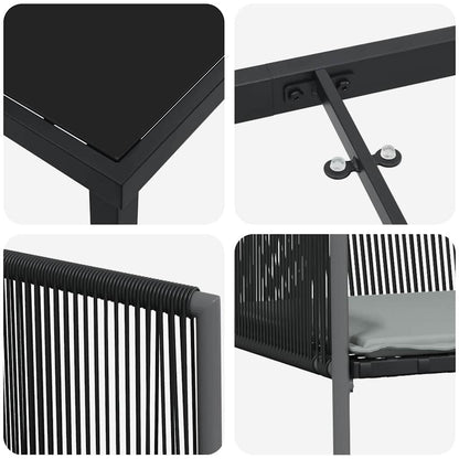 Garten Essgruppe 5 pcs Schwarz PE-Rattan