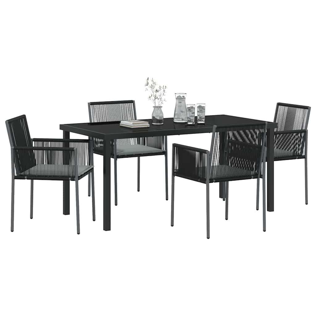 Garten Essgruppe 5 pcs Schwarz PE-Rattan