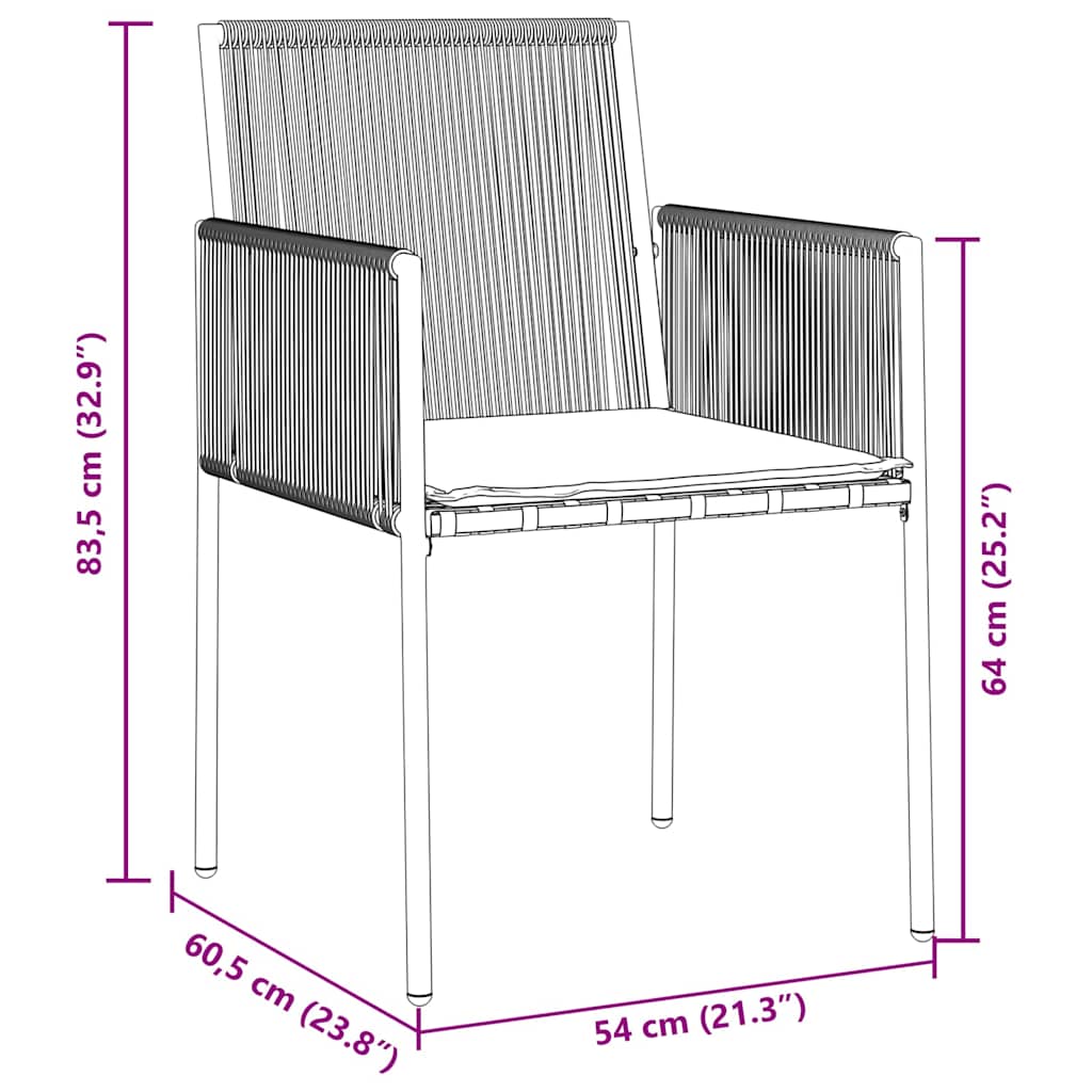 Garten Essgruppe 9 pcs Schwarz PE-Rattan