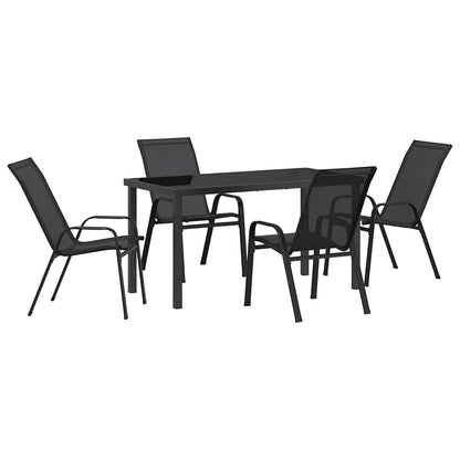 Garten Essgruppe 5 pcs Schwarz Pulverbeschichteter Stahl