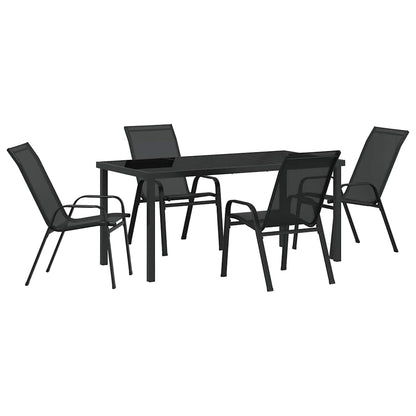 Garten Essgruppe 5 pcs Schwarz Pulverbeschichteter Stahl