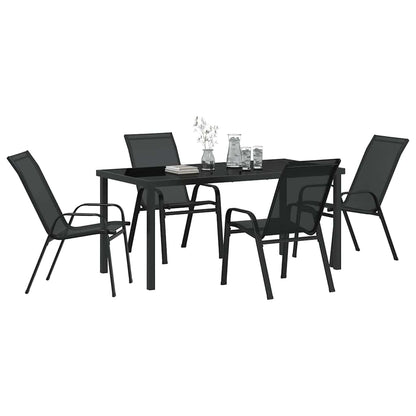 Garten Essgruppe 5 pcs Schwarz Pulverbeschichteter Stahl