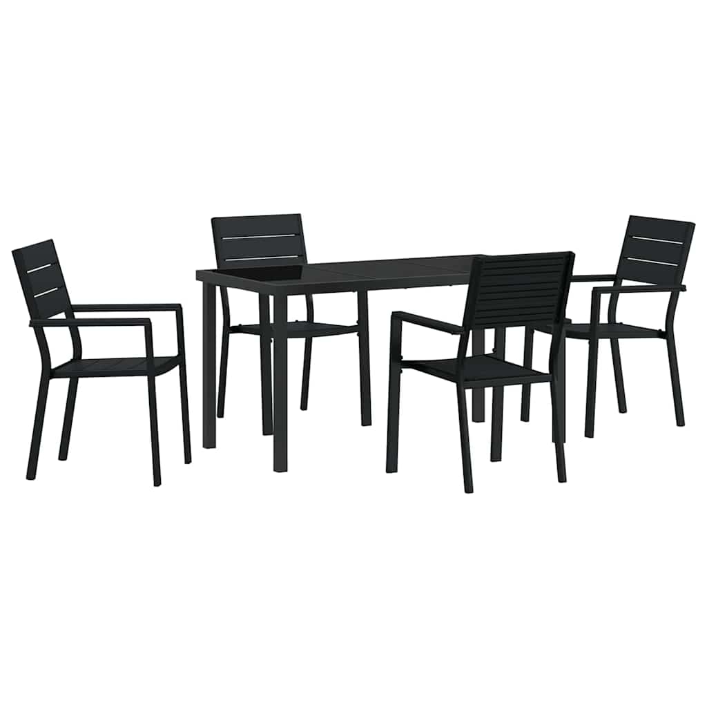 Garten Essgruppe 5 pcs Schwarz Pulverbeschichteter Stahl