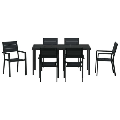 Garten Essgruppe 7 pcs Schwarz Pulverbeschichteter Stahl