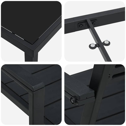 Garten Essgruppe 9 pcs Schwarz Pulverbeschichteter Stahl