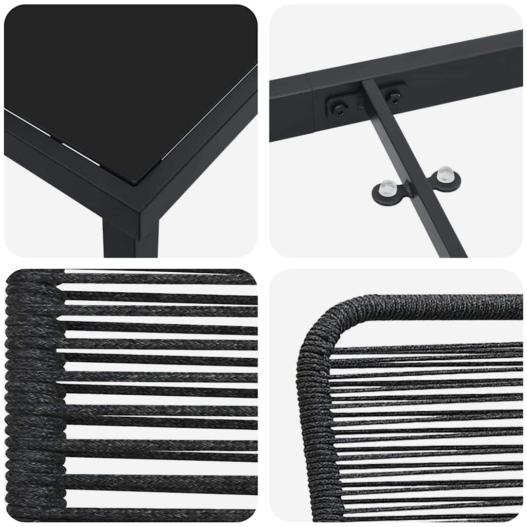 Garten Essgruppe 5 pcs Schwarz Pulverbeschichteter Stahl