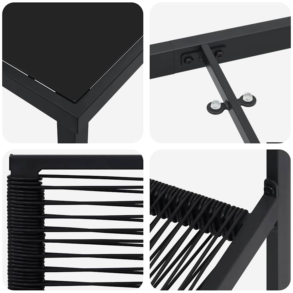 Garten Essgruppe 5 pcs Schwarz Pulverbeschichteter Stahl