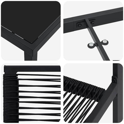 Garten Essgruppe 7 pcs Schwarz Pulverbeschichteter Stahl